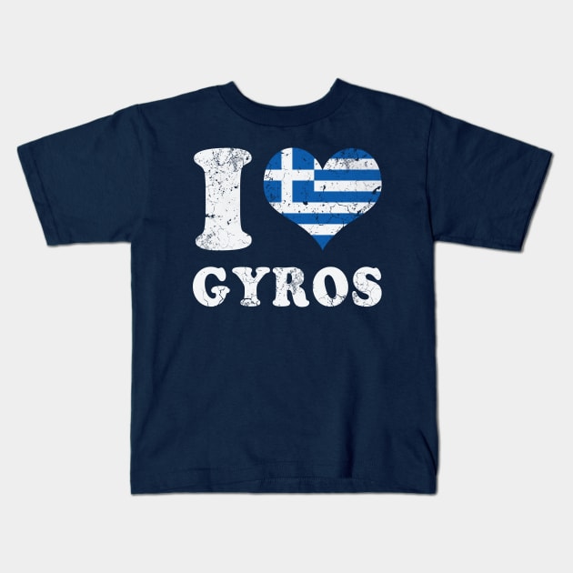 Love Gyros Greek Food Greece Flag Kids T-Shirt by E